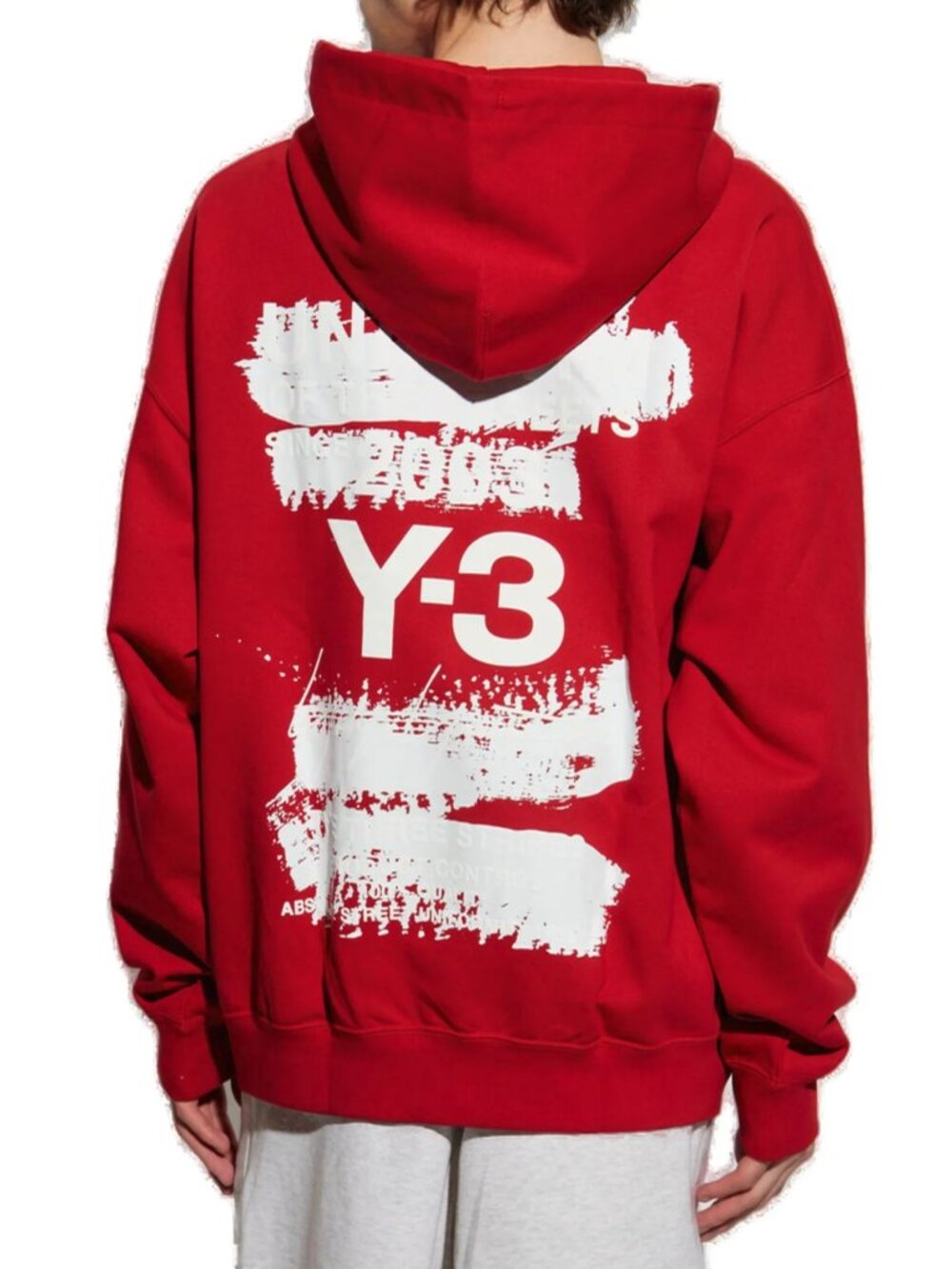 adidas Y-3 Yohji Yamamoto "Power Red" Brushstroke Graphic Hoodie Size large